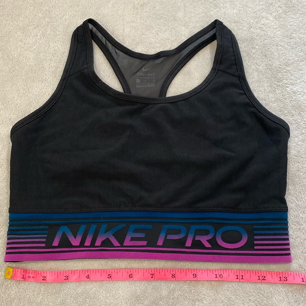Nike Pro Sports Bra Multi-color Gripping Band Mesh Back Bra Not Padded in L